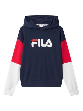 Fila logo-print colour-block hoodie - women - Cotton - S - Blue