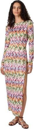 Missoni Long-sleeved Dress In Stretch Viscose With Lace And Zigzag Motif in Multicoloured at Nordstrom, Size 36 It