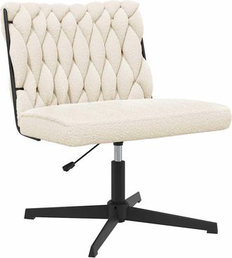 vidaXL Vidaxl - Sedia Da Ufficio Girevole In Tessuto Riccio Crema Effetto Lana
