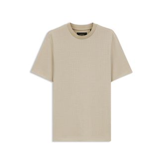 BOSS Windowpane-check T-shirt in a cotton-and-silk blend