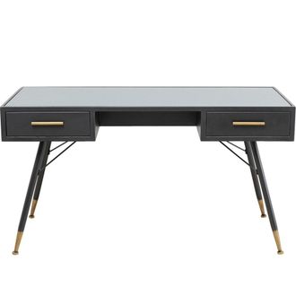 Kare Design Escritorio de acero y vidrio de 2 cajones 140x60cm