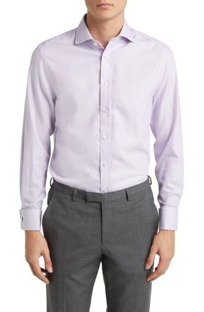 CHARLES TYRWHITT Non-Iron Clifton Weave Cutaway Slim Fit Shirt Double Cuff in Lilac Purple at Nordstrom, Size 15.5