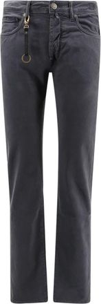 Incotex Stretch Katoenen Broek met Su&egrave;de Logo Patch - Heren - Slim Fit Jeans - Blauw - W40 - Katoen - Jeans