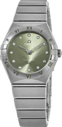 Omega Constellation Quartz 28 MM Green Diamond Dial Stainless Steel Womens Watch 131.10.28.60.60.001