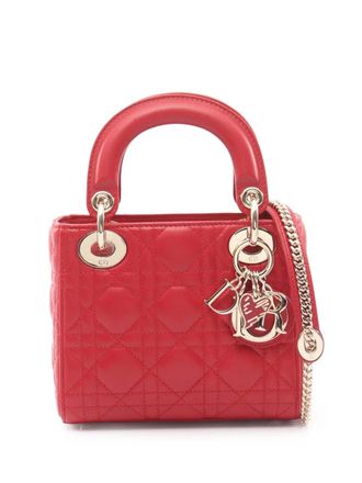 Dior 2000-2025 Mini Patent Cannage Lady Dior satchel - women - Calf Leather - One Size - Red