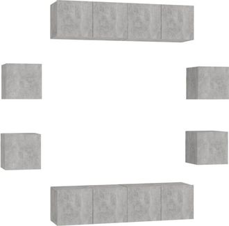 vidaXL Set De Muebles De Sal&oacute;n 8 Pzas Madera Ingenier&iacute;a Gris Hormig&oacute;n Vidaxl