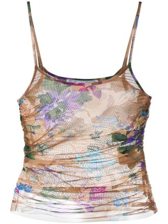 Off-white Gedrapeerde tanktop - Bruin