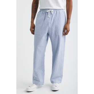 Service Works Seersucker Drawstring Chef Pants in Navy Stripe at Nordstrom, Size Xx-Large