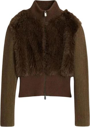 Desigual Jers_Veget_2 Vest - Dames - Vesten - Bruin - S - Polyester - Truien & Vesten