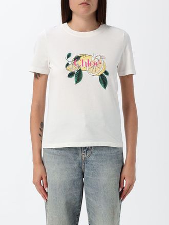 Chlo&eacute; T-shirt slim fit in cotone con stampa logo a contrasto sul davanti
