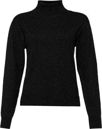 A|X Armani Exchange Zwarte Trui met Logodetail - Dames - Coltruien - Zwart - XL - Wol - Truien & Vesten