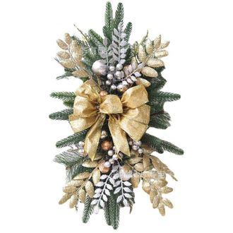 OEM 1 Guirnalda Navide&ntilde;a Con Forma De L&aacute;grima Con Luces, 45x20 Cm, Corona Navide&ntilde;a Preiluminada Para &Aacute;rbol De Navidad, Decoraci&oacute;n Navide&ntilde;a Para Escaleras,
