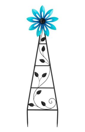 Glitzhome 44H Metal Flower Wind Spinner Yardstake in Blue at Nordstrom, Size Medium