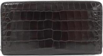 Gucci Pre-owned Crocodile Long Wallet - Dames - Vintage Accessoires - Bruin - ONE Size - Leer - Vintage