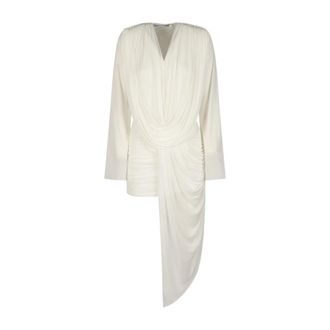 CHRISTOPHER ESBER Ripple Drape Lange Mouwen Mini Jurk - Dames - Jurken - Wit - Maat: XS Poliester