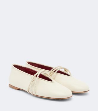Bottega Veneta Rosa Intrecciato leather Mary Jane flats