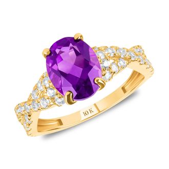 MAX + STONE Solid 10k Yellow or White Gold Gemstone Oval Cut Birthstone Ring