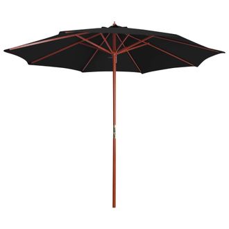 Berkfield Home Parasol with Wooden Pole 300x258 cm Black