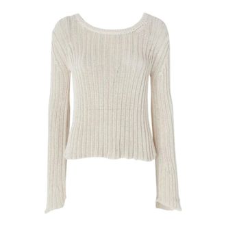 Pinko Leslie Maglia Soft Cotton - female - PINKO - Round-neck Knitwear - White - M - Knitwear