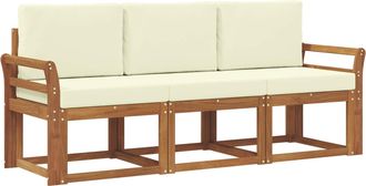 vidaXL Conjunto De Sof&aacute;s De Exterior 3 Uds. Natural Y Crema Vidaxl