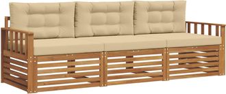vidaXL Conjunto De Sof&aacute;s De Exterior 3 Uds. Natural Y Beige Vidaxl