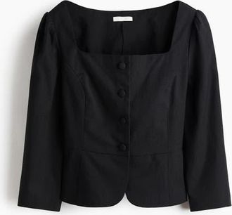 H&M Square-neck Blazer in Black at Nordstrom, Size Xx-Small