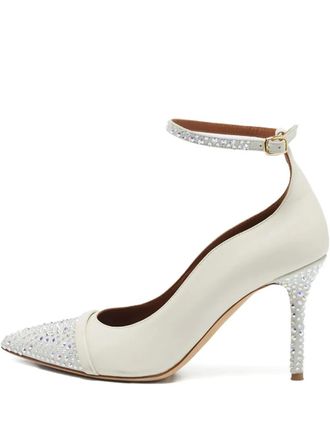 Malone Souliers 90mm crystal-embellished pumps - White