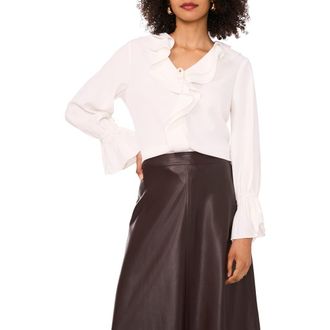 Vince Camuto Double Ruffle Bell Sleeve Top in New Ivory at Nordstrom, Size X-Small