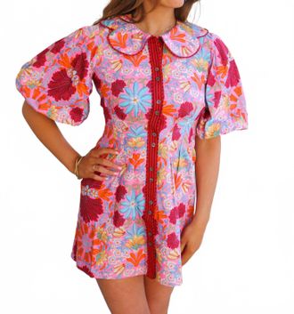 Olivaceous Monroe Puff Sleeve Dress In Pink