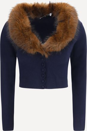 Self Portrait Cardigan in maglia e eco-pelliccia Woman L