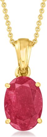 Ross-Simons Ruby Pendant Necklace in 18kt Gold Over Sterling