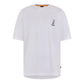 HUGO BOSS Heren Oranje T-shirt met grafische print Regular (Wit)