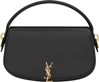 Saint Laurent Womens VOLTAIRE Half-moon shoulder bag - Black Leather - One Size