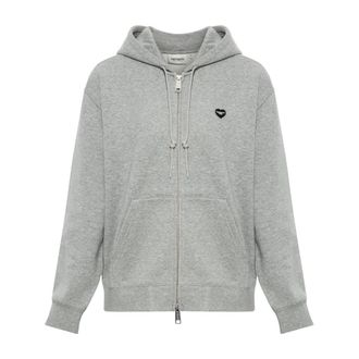 Carhartt Work in Progress Small Heart Patch Sweatshirt - Dames - Vesten met rits - Grijs - S - Katoen - Hoodies & sweatvesten