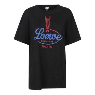 Loewe T-Shirts, female, Black, Size: L Crinkled Cotton-Blend T-Shirt