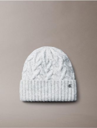 Calvin Klein Womens Cable Knit Cuff Hat - Grey