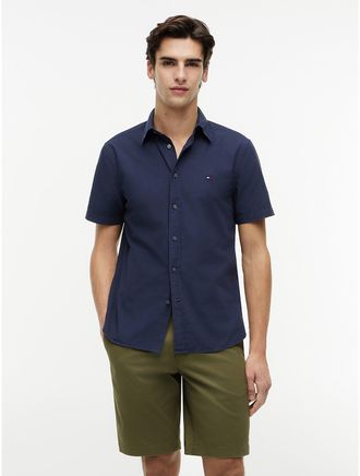 Tommy Hilfiger Mens Regular Fit Garment-Dyed Shirt - Light Navy - L