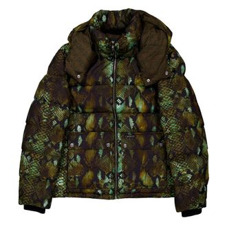 Roberto Cavalli Snakeskin-Print Padded Jacket, Brand Size 52 ( US Size 42 )