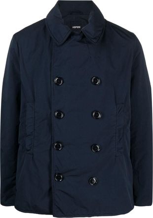 Aspesi long-sleeve double-breasted jacket - men - Polyester/Polyamide/Polyester - S - Blue