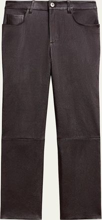 Theory Mid-Rise Nappa Leather Pants