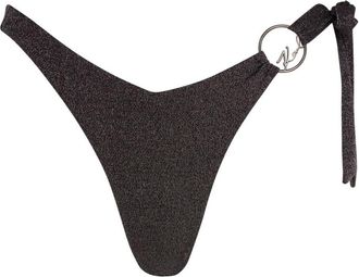 Karl Lagerfeld logo bikini bottoms - women - Nylon/Metallic Fibre/Elastane - S - Black