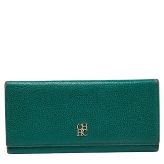 Carolina Herrera Pre-owned Wallets, female, Green, Size: ONE SIZE Pre-owned Leather wallets