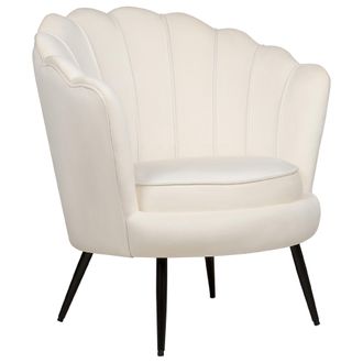 Beliani Beliani - Sill&oacute;n Retro De Terciopelo Patas De Metal Negro Forma Novedosa Blanco Crema Lovikka