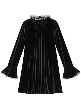 Ganni A-line velvet mini dress - women - Elastane/Recycled Polyester - 34 - Black