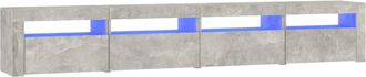 vidaXL Vidaxl - Mueble De Tv Con Luces Led Gris Hormig&oacute;n 240x35x40 Cm