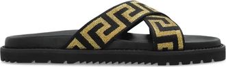 Versace Greca-Pattern Slides - Mens - Polyurethane/Rubber/Fabric