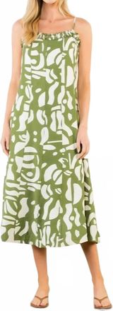 THML Clothing Marilynn Thin Strap Printed Mini Dress In Green/cream