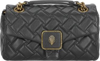 Kurt Geiger Black Quilted Leather Rhinestone Accents Shoulder Bag