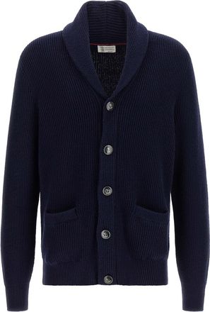 Brunello Cucinelli Navy Blue Knitted Cardigan