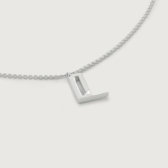 Monica Vinader Sterling Silver Initial L Chain Necklace